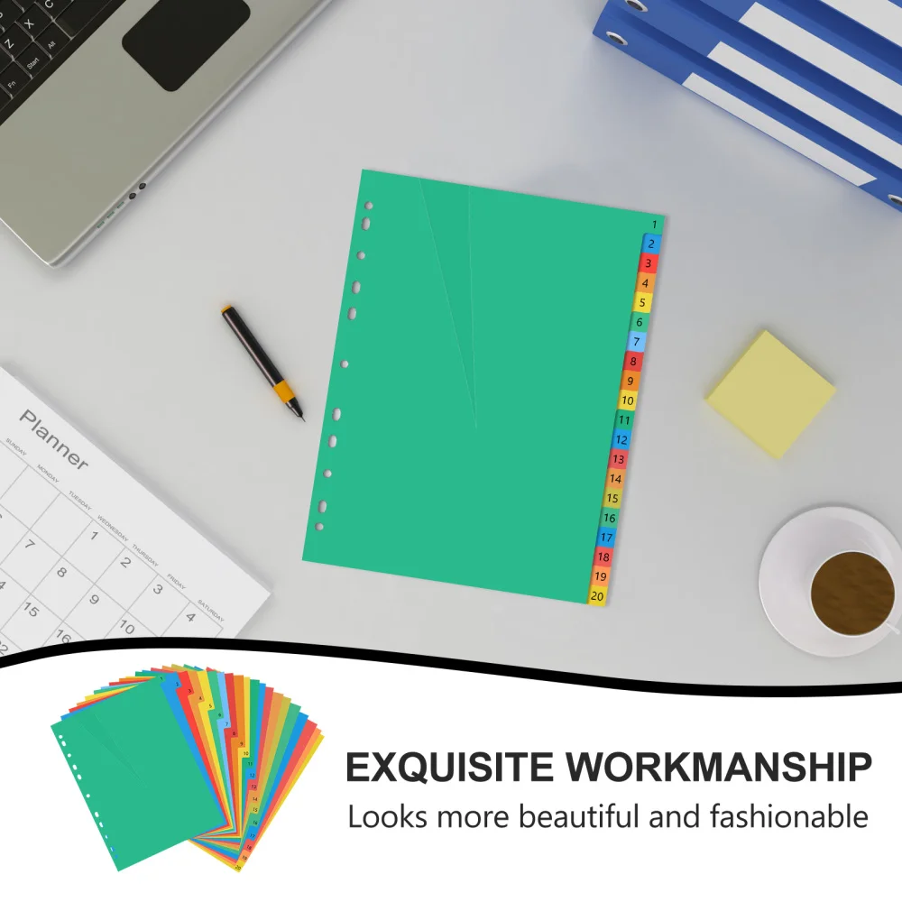 

20 Pages A4 Colorful Page Classified Lables Tab Dividers (Color Printed Number)