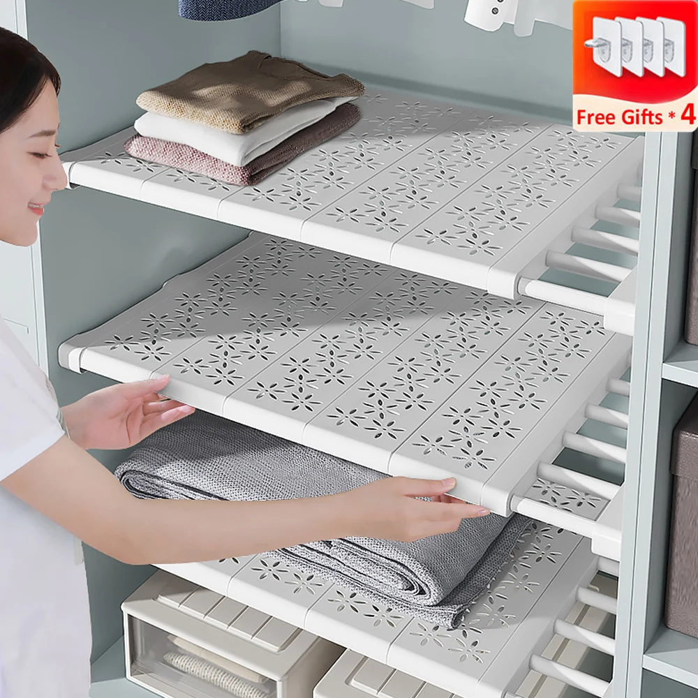 

Adjustable Storage Shelves for Wardrobe Closet Clothing Organizer Wall Mounted Rack for Kitchen Bathroom Home Appliance
