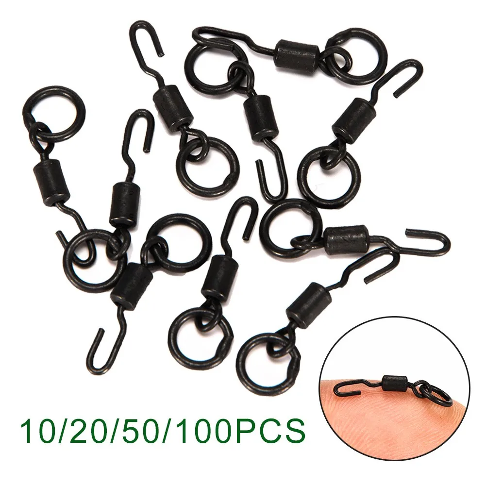 10/20/50/100pcs Bag Anti-glare Terminal Tackle Spinner Swivels Pesca Iscas Alloy Copper Ronnie Rigs Carp Fishing Tools