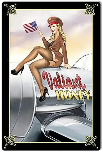 

Aviation Nose Art Valiant Honey Pin Up Girl Metal Sign 20x30
