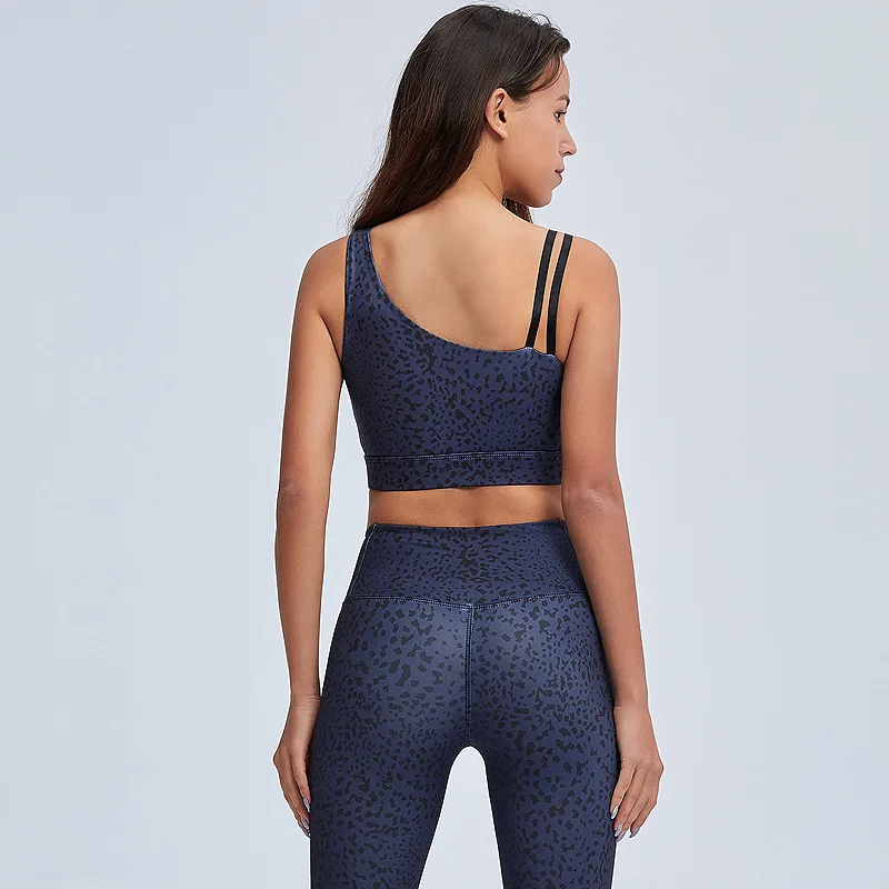 

Fitness High Waist Sportswear Yoga Clothing Sports Sets Women Top Wokout Outfit Leggings Pants Print Gym Workout 2 Pieces Fit
