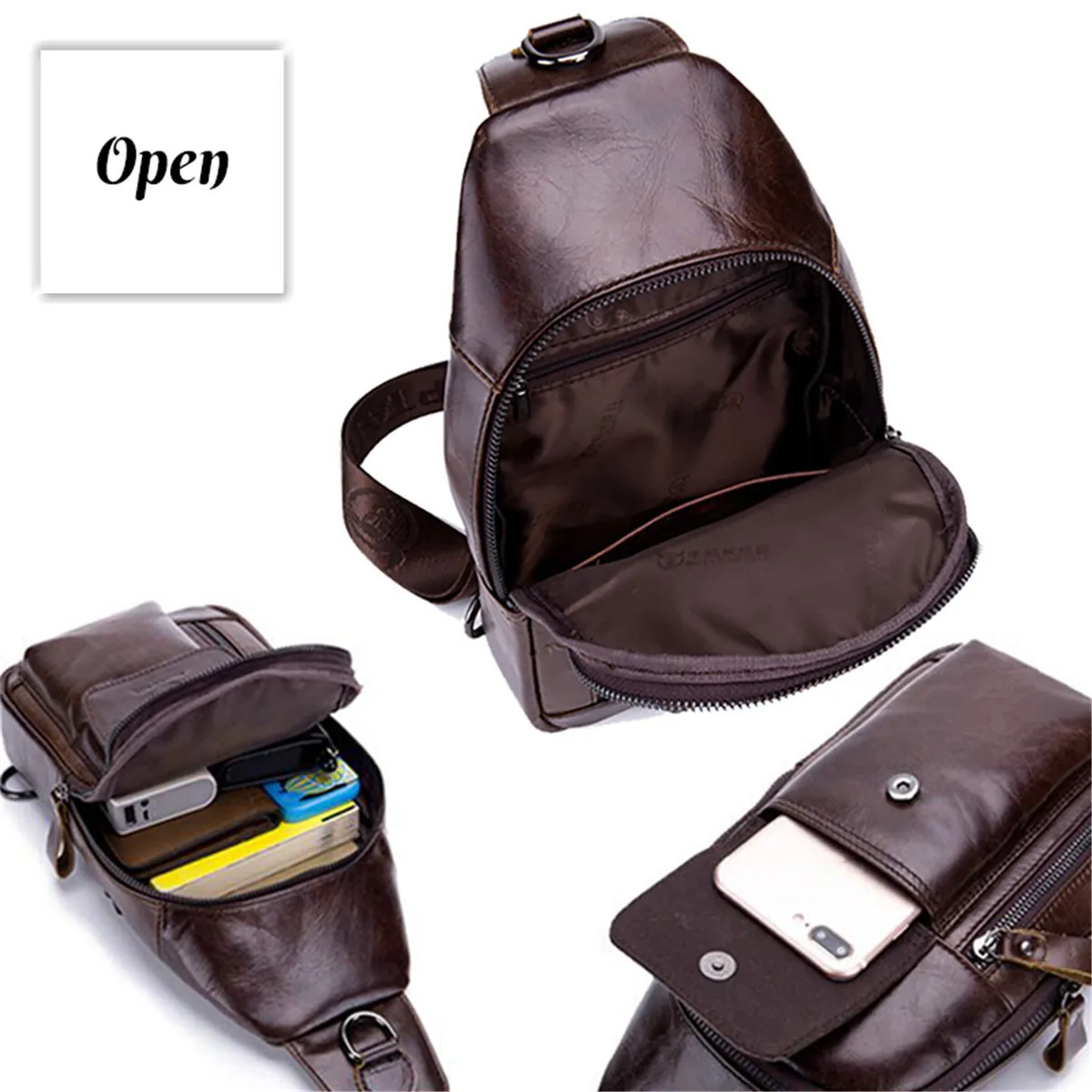 

Multifunction Men Bag Male Shoulder Bag Men's Chest Pack Leather Crossbody Bags Travel Messenger Pack Cross Body Bag Sling Bags