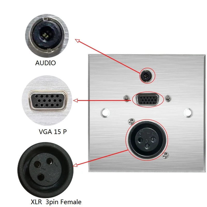 Maolock Female Панель из алюминиевого сплава, Vga, Hdmi, 3pin, Xlr, женский, мужской, информационный выход, Настенная мультимедийная розетка для совещаний, Hdmi, Vga, Hdmi, Dvi - Цвет: Maolock Female