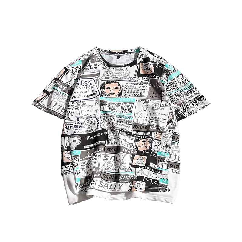 

print Doodle 2020 NEW men's fashion Harajuku Streetwear Hip Hop shirts men T shirt summer Plus size M-5XL