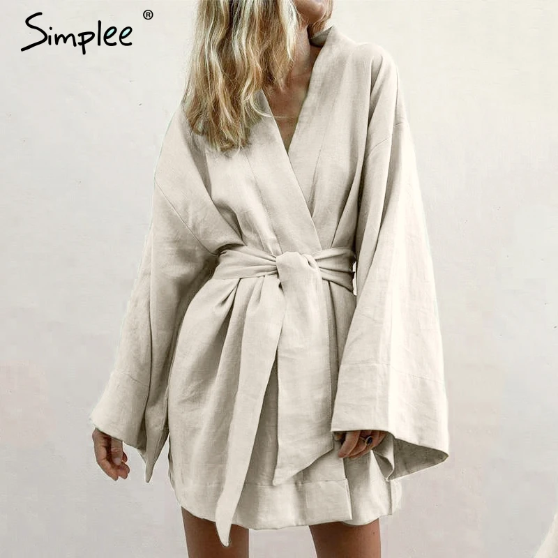 Simplee Женское хлопковое платье в японском стиле однотонное белое женское с