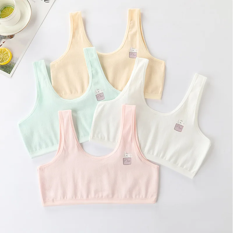 

4pc/lot Young Girls Training Bra 8-16 Years Old Children Bras Condole Belt Vest Kids Bra Camisole For Child