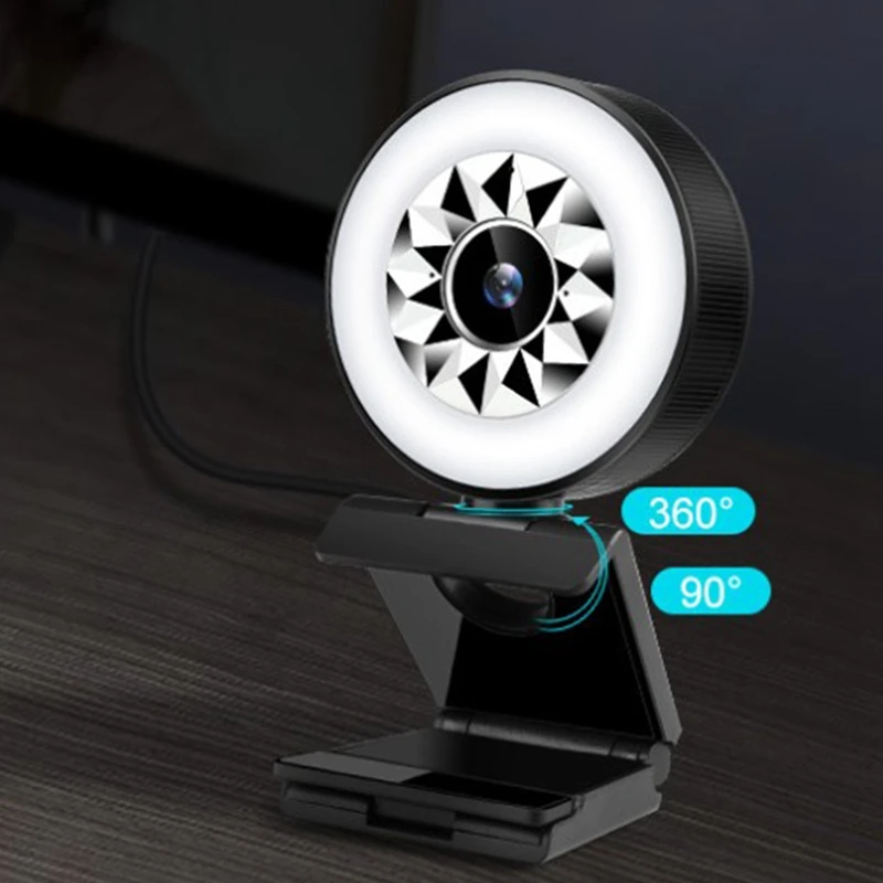 

2K Webcam Built-in Microphone and Adjustable Ring Light,Webcam with 360 degree Rotating Base,USB Camera for Laptop