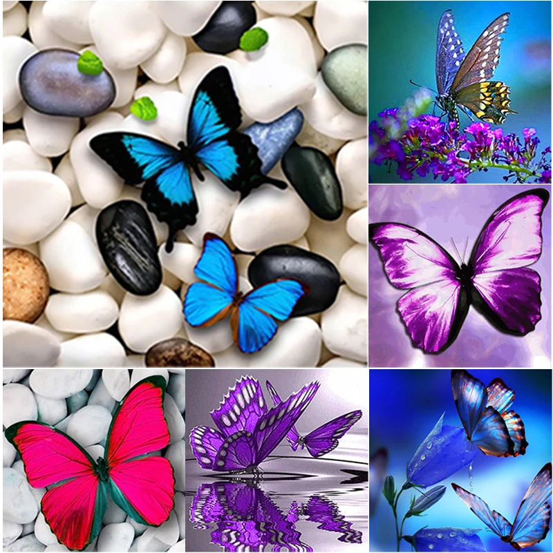 

New 5D DIY Diamond Painting Flower Cross Stitch Full Square Round Drill Butterfly Diamond Embroidery Manual Art Home Decor Gift