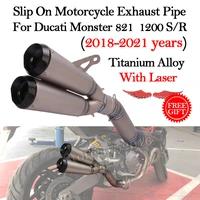 slip on motorcycle exhaust titanium alloy escape muffler mid link pipe for ducati monster 821 monster 1200 sr 2018 2021 years