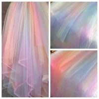 2meters rainbow gradient tulle fabric diy sewing baby shower tutu skirt princess dress wedding party decor african mesh fabric