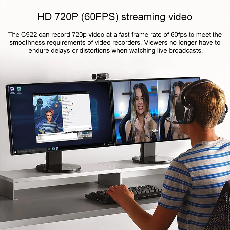 

New Stock Logitech Webcam C922 HD 1080P Auto Focus with 2 Omnidirectional Microphones s