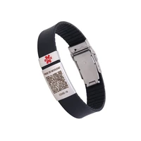 personalized medical id bracelet custom medical alert bracelets record a qr code for mobility pass safety silicone wristband
