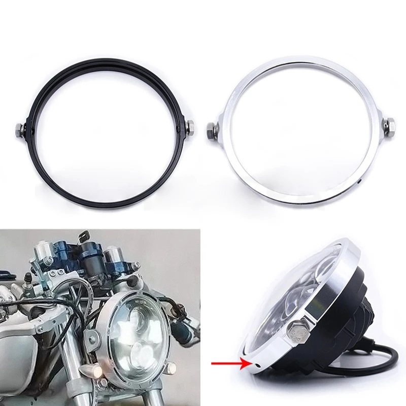 

Universal 5.75 Inch Aluminum Round Headlight Housing Headlamp Trim Ring Mount Bracket Motorcycles