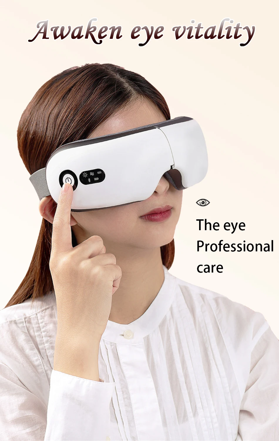 

Беспроводной умный Вибрационный массажер для глаз с подушкой безопасности Уход за глазами многоступенчатый горячий компресс Bluetooth Музыка ...