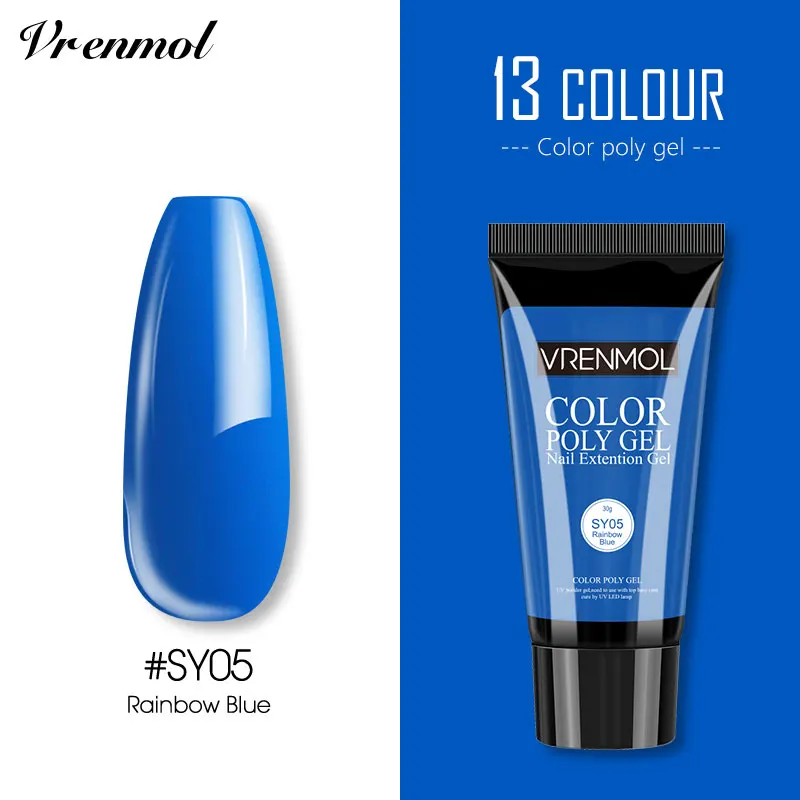 30ml SY05 Vrenmol Poly гель Semic Перманентный не чистый лак верхнее Базовое покрытие гель лак верхнее покрытие Базовое покрытие основа прозрачный гель лак - Цвет: 30ml SY05