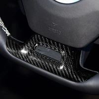 stick on style gloss black carbon fiber steering wheel trim cover with have hole 1 piece for chevrolet camaro