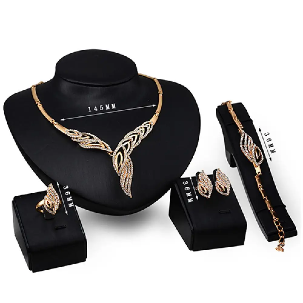 

80% Hot Sale Wedding Bridal Party Wavy Rhinestone Choker Necklace Bracelet Ring Earrings Set