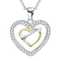 s925 sterling silver double heart necklace hot selling explosion pendant silver jewelry for wedding