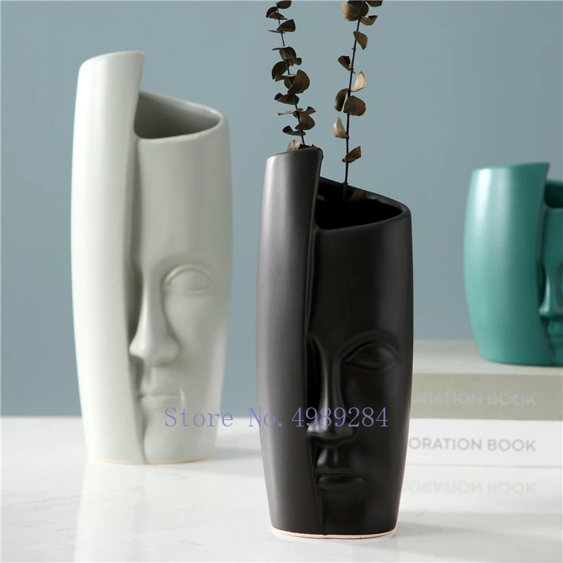 Керамическая ваза в скандинавском стиле креативное украшение с абстрактным