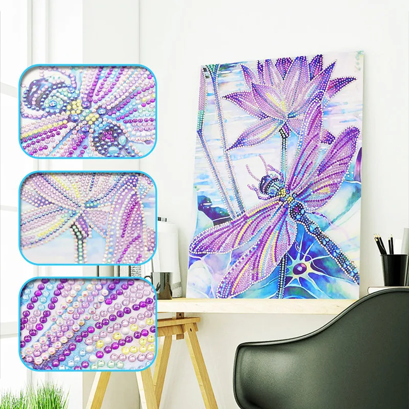 В форме алмазов картина с изображением стрекозы сделай сам алмазная вышивка