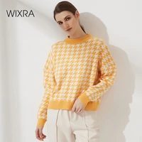 wixra korean style sweater women pullover casual geometric long sleeve knit female lady jumpers autumn winter