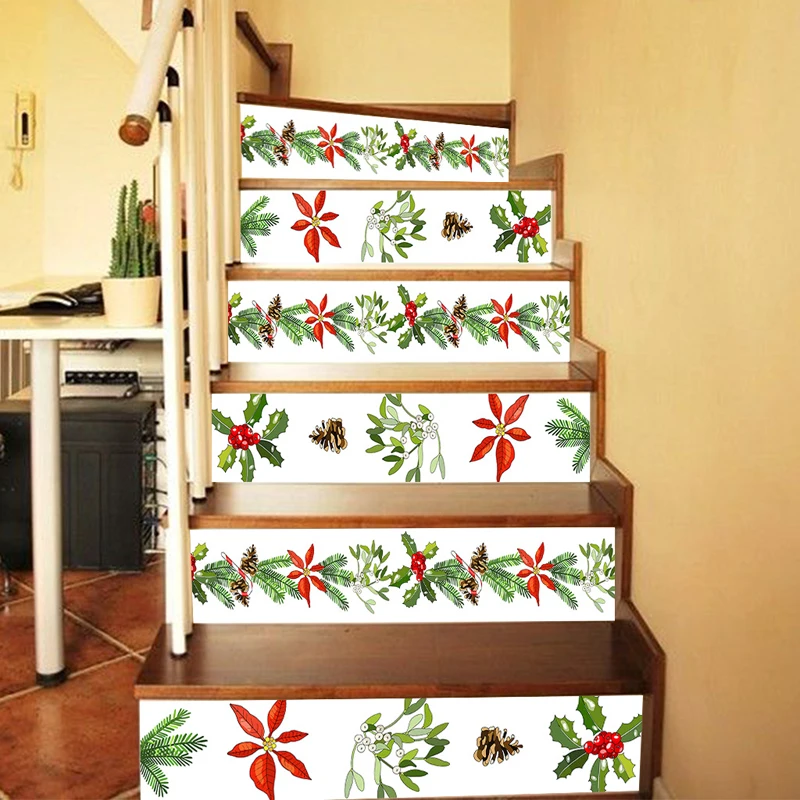 Скандинавский Веселый Рождественский Декор лестницы-наклейка s свежая сосновая