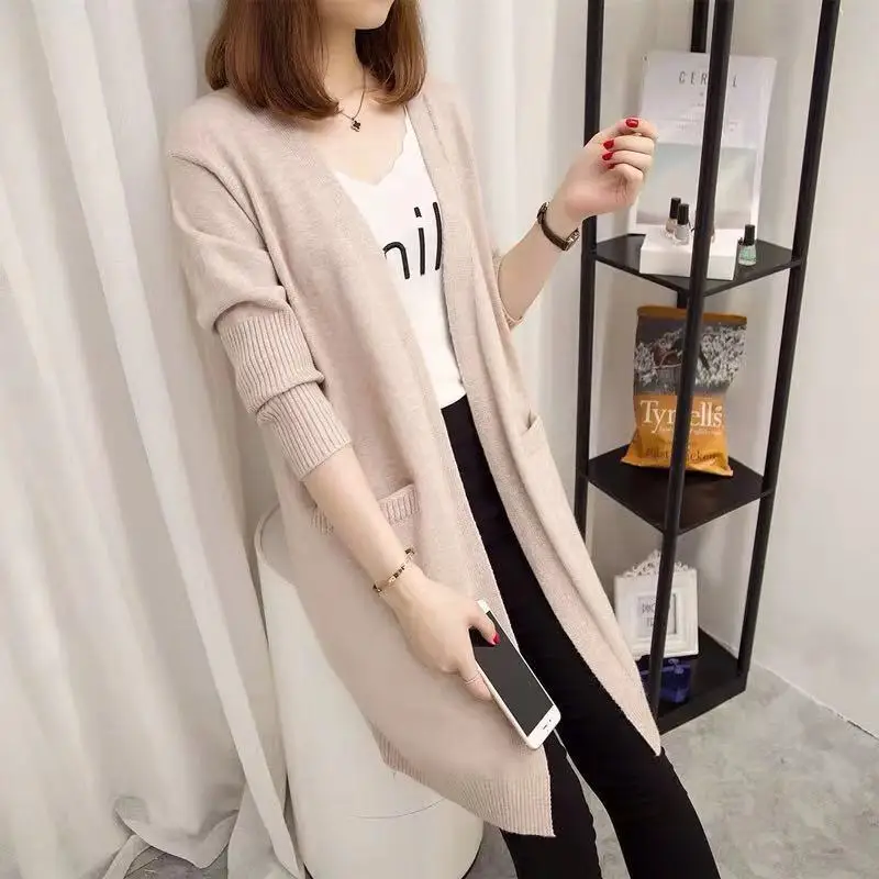 Women Knitted Soft Slim Solid Coat Thin Spring Autumn Sweater Korean Style Cardigan Long Sleeve Female Plus Size B7 | Женская одежда