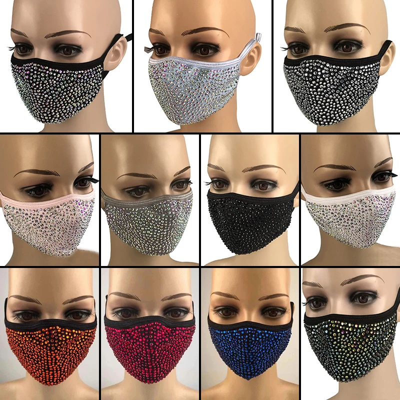 Модные блестящие украшения Стразы унисекс эластичная маска для танвечерние