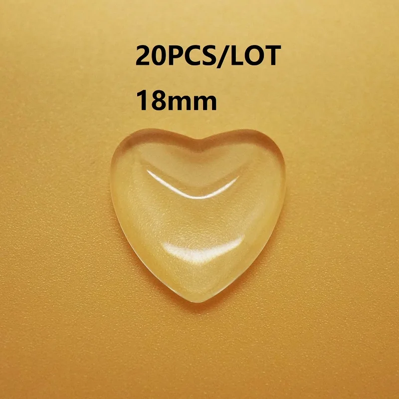 heart 20pcs 18mm Качественный комплект из двух предметов, 8/10/12/14/16/18/20/25 мм кабошоны круглые овальной формы сердца слезы прозрачный Стекло кабошон для DIY кулон для изготовления ювелирных изделий - Цвет: heart 20pcs 18mm