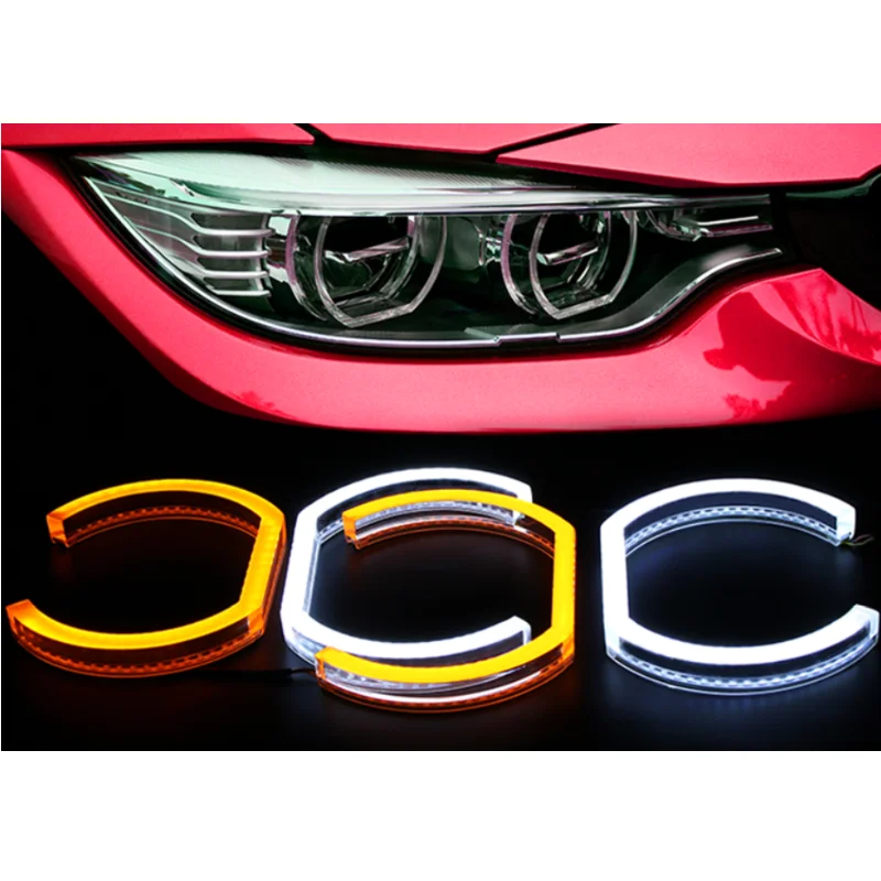 

Бело-желтый двухцветсветодиодный RGB светодиод, Кристальные глаза ангела, автомобильные ходовые огсветильник DRL для E92 E91 E82 E60 E90 F22 F30 F31 F10 F13 E87 ...