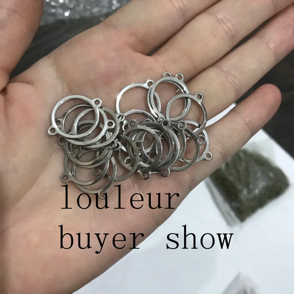 LOULEUR 20 шт./лот серебряный цвет нержавеющая сталь круглый сердце квадратные подвески-соединители пустые штамповочные бирки для ожерелья Браслет