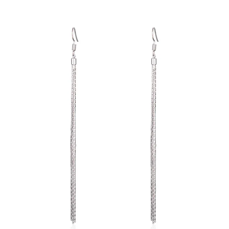 silver MAIKALE, простая металлическая цепь, длинные серьги с кисточками для женщин, серебряный цвет, Висячие висячие серьги, вечерние ювелирные изделия, женские подарки - Окраска металла: silver