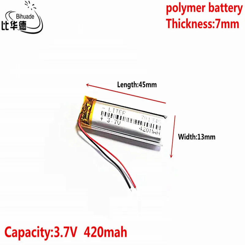 

Литий-полимерный аккумулятор 3,7 в, 420 мА ч, 701345, 10 шт., для Mp3 наушников, DVD, bluetooth-камеры