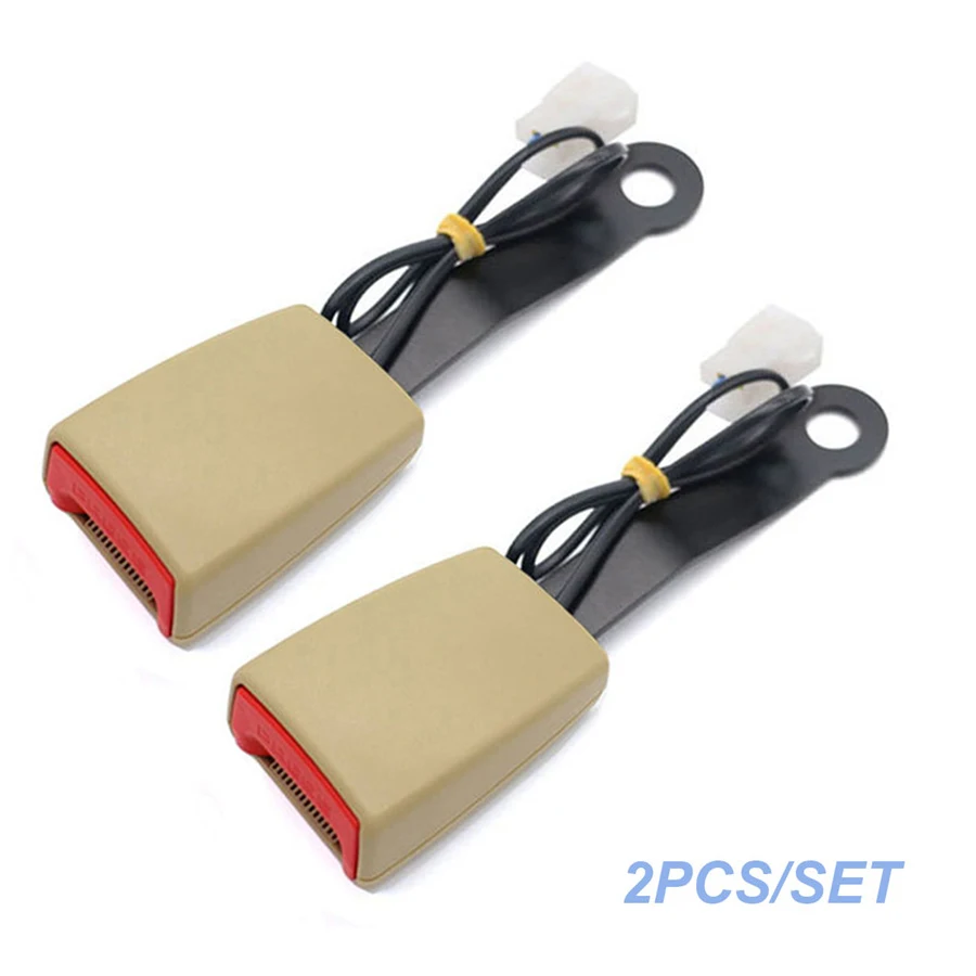 

2pcs Beige 7/8" Camlock Car Front Seat Belt Buckle Padding Socket Plug Connector with Warning Cable