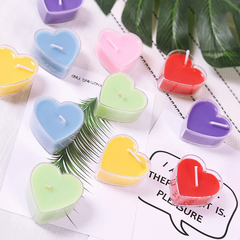 

9pcs Flameless Small Candle For Home Christmas Party Wedding Decoration Heart-shaped Colorful Candles