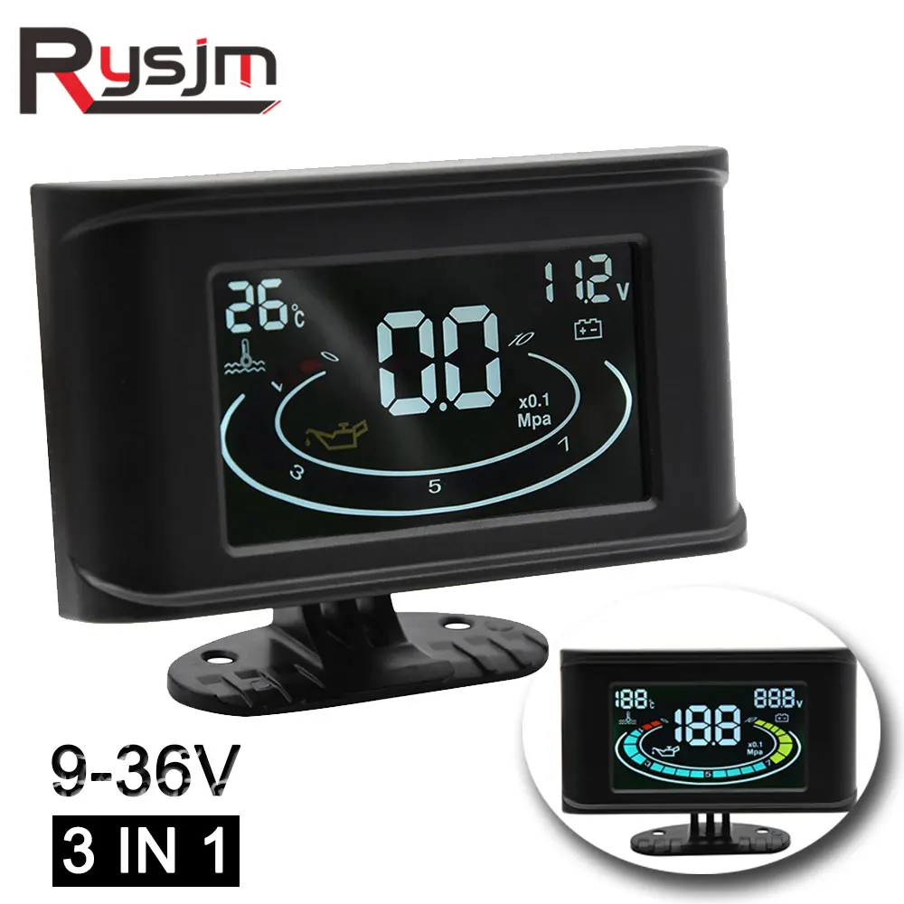 Цифровой измеритель температуры воды 3 в 1 вольтметр датчик давления масла панель