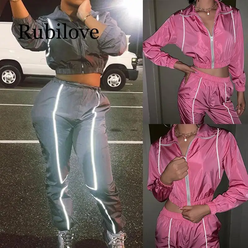 

Rubilove 2019 New Fashion Sporty Women's Tracksuit Hooded Short Solid Splicing Long Pants Suits Two Piece Set Outfit Night Club