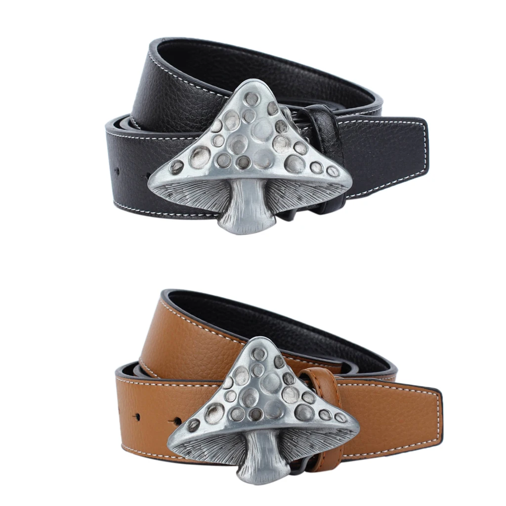 

Fashion Mens Faux Leather Belt Casual Pattern Waistband Metal Buckle Belts