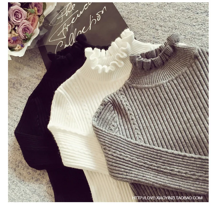 

Winter Sweater Women Solid turtleneck long sleeve Pullover Casual Bodycon White Pink knitted sweaters 2019 Korean Clothing