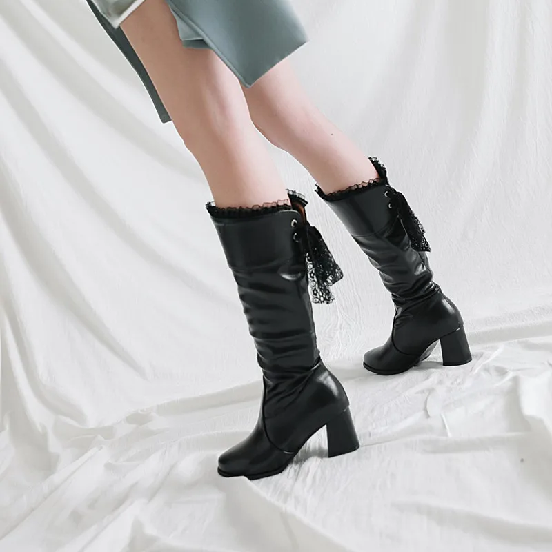 Сапоги до колена женские сапоги на толстом каблуке Ботинки с высоким голенищем