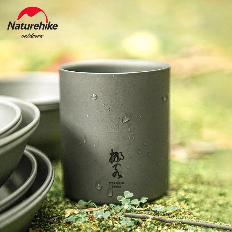 Туристическая Ультралегкая титановая чашка Naturehike портативная двойная для