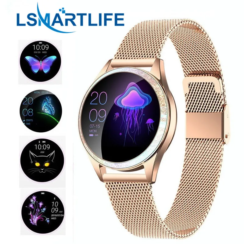 KW20 Bluetooth Смарт часы для женщин полный Экран алмаз умные из сплава Heart Rate Monitor