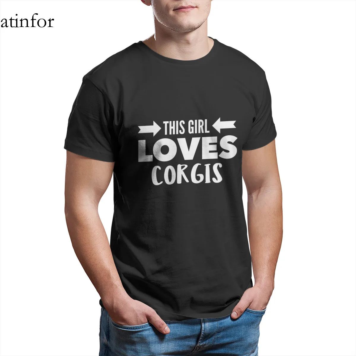 Футболка с надписью Love Dog черная футболка Corgis модель 26598 года|Мужские футболки| |