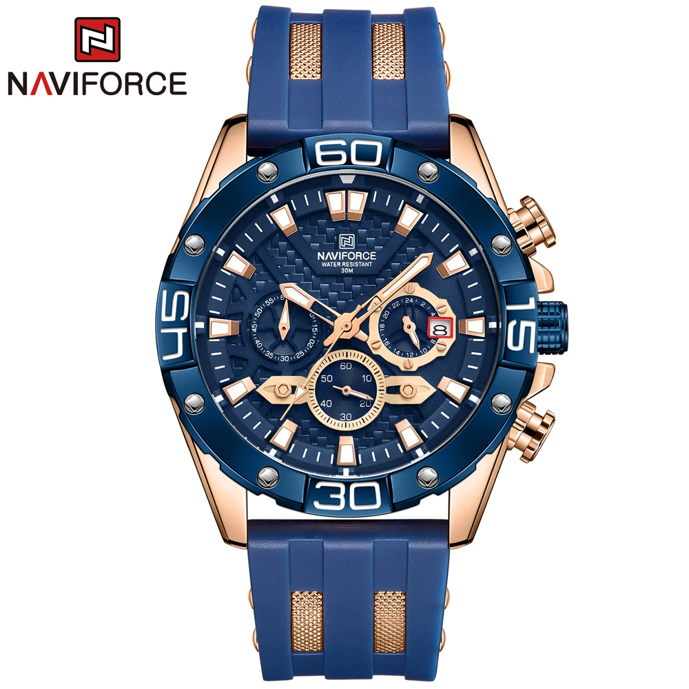 NAVIFORCE Роскошные мужские часы из ТПУ ремешок модные спортивные кварцевые Топ