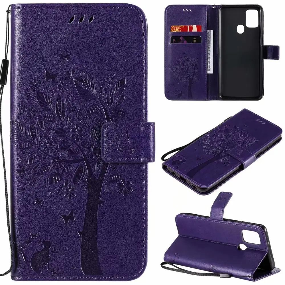 

PU Leather Wallet Case For Samsung Galaxy A21S A31 A41 A51 5G A71 5G Cute Cat Tree Pattern