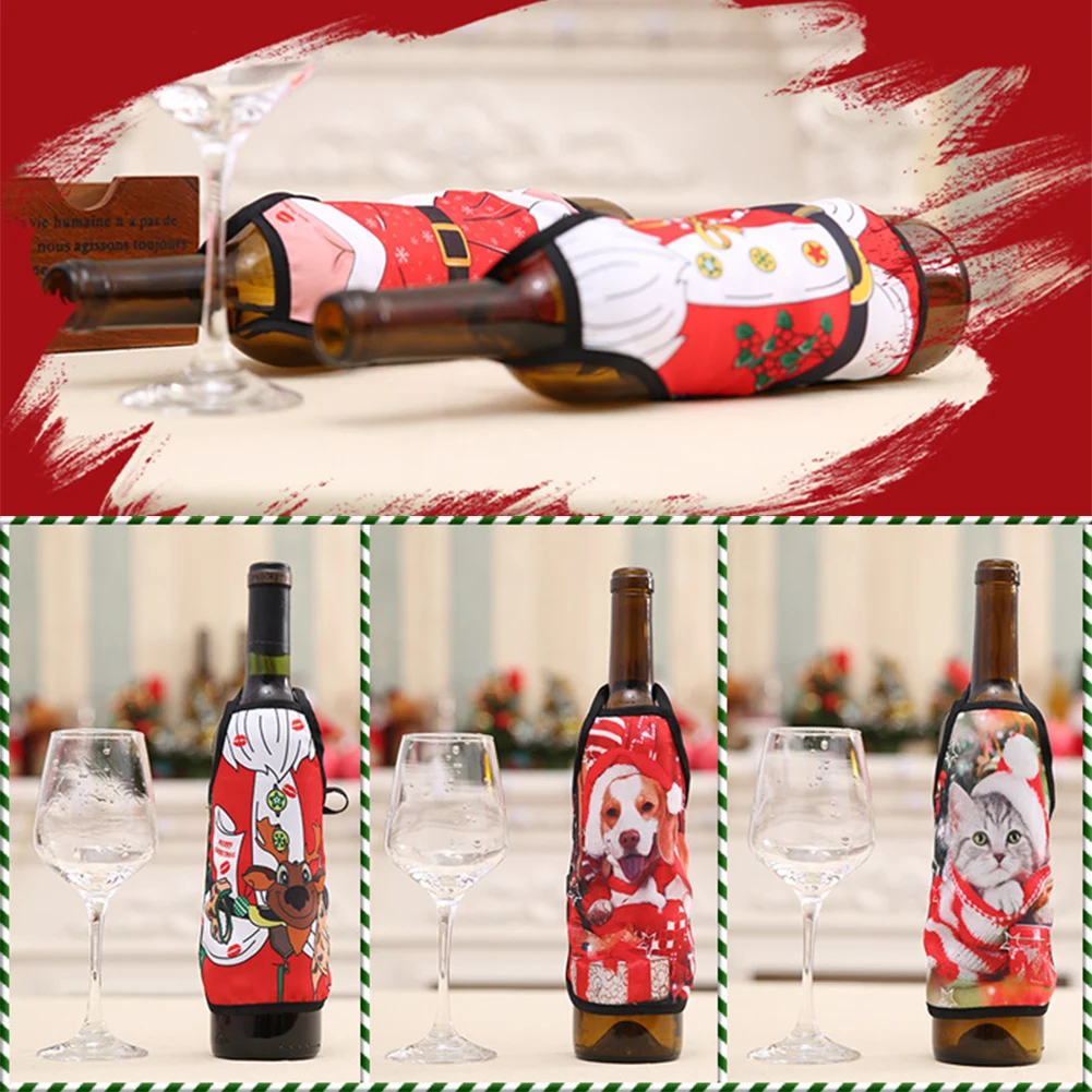 Мини-фартук Рождественская Крышка для винной бутылки карманные рождественские