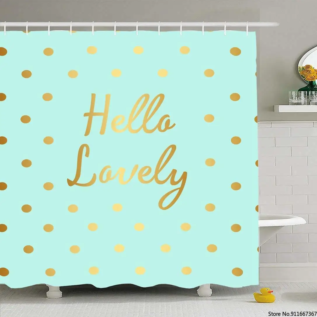 Душевая занавеска для ванной 72x72 в зеленую полоску написанная вручную Цитата