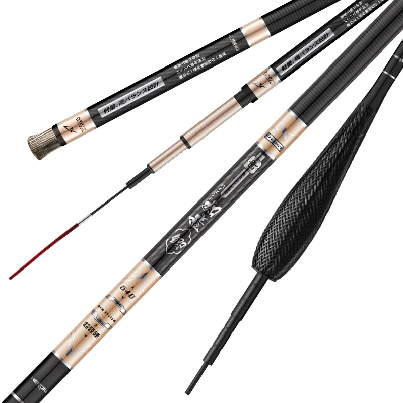 

Рыболовное спиннинговое удилище, Золотая телескопическая карбоновая суперлегкая удочка для взрослых Vara De Pesca, телескопическая Рыболовная ...