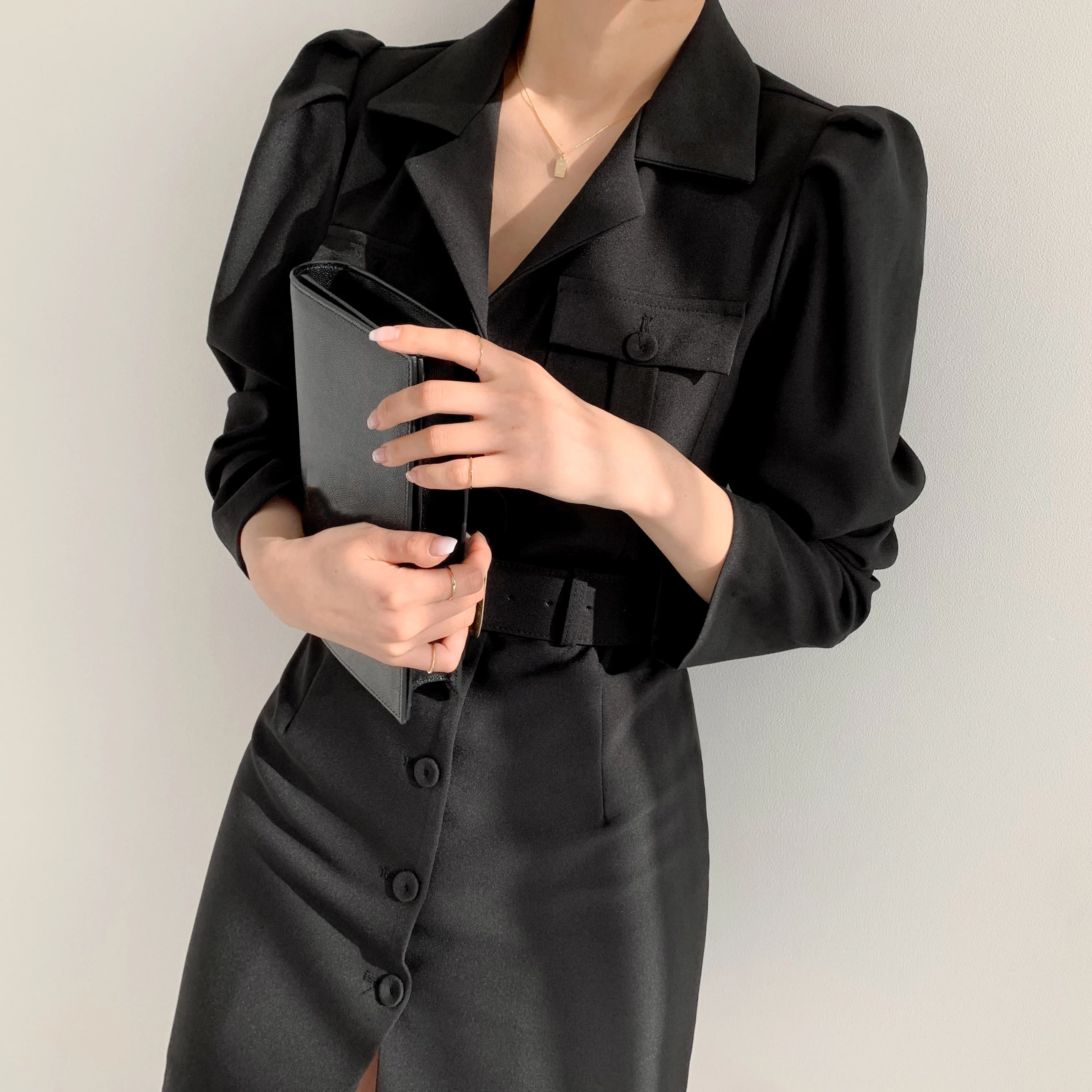 Женское вечерние платье элегантное однотонное черное платье-трапеция с