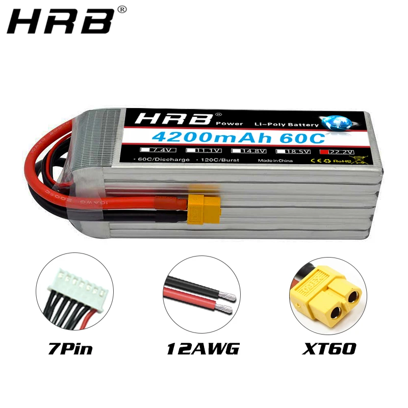 hrb 6s 222 v lipo батарея 4200mah xt60 t deans ec5 xt90 xt90 s as150 xt150 trx для го